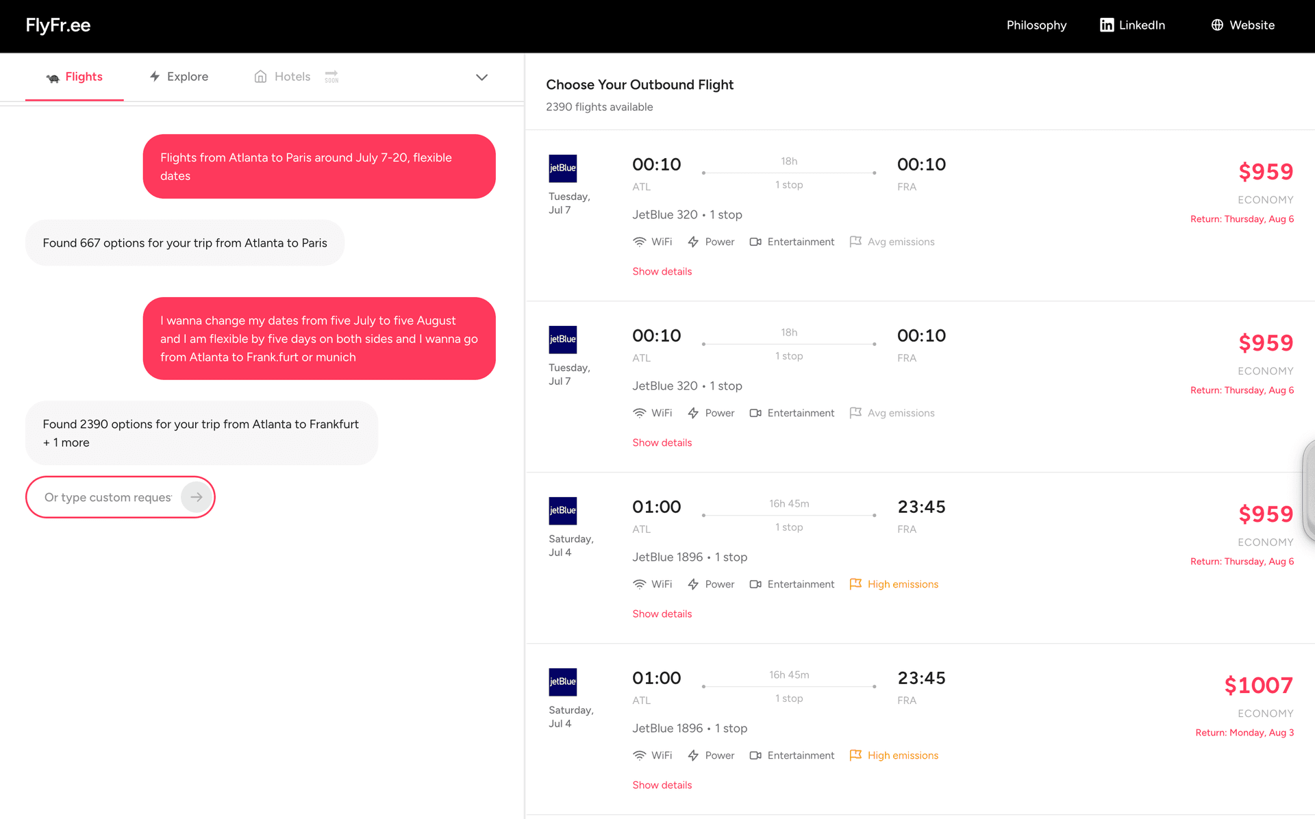Natural language chat refinement